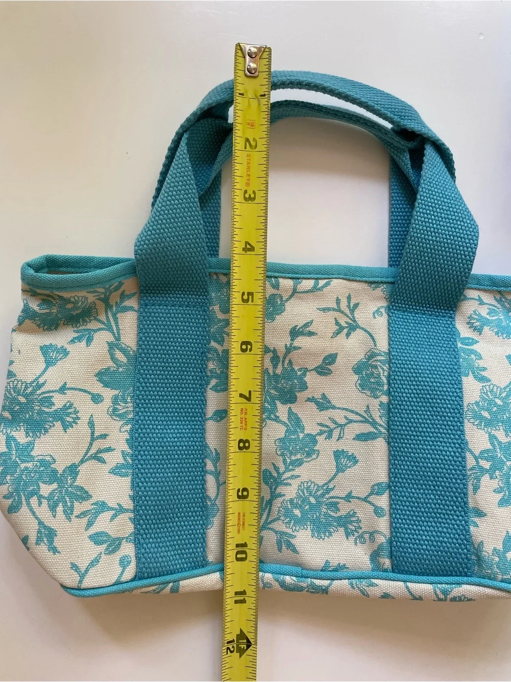 Canvas Floral Tote Bag in Teal